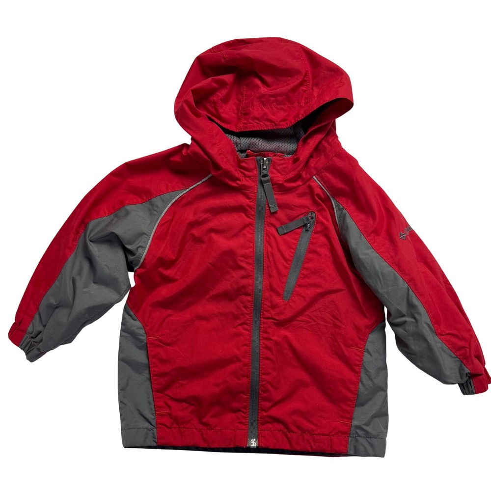 Columbia‎ Toddler Boys Red Grey Hooded Windbreaker Jacket 2T